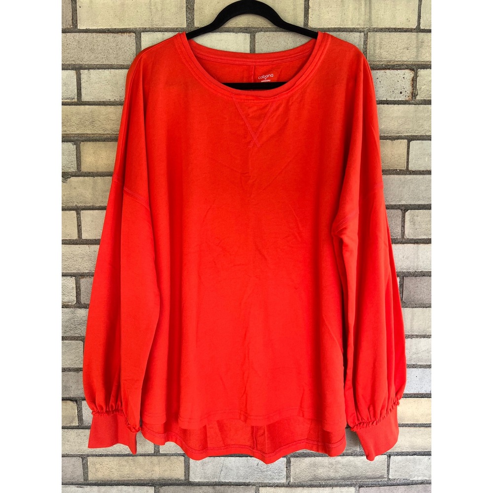 Cabana by Crown & Ivy Balloon Sleeve Sweatshirt Bright Orange Size XXL cg